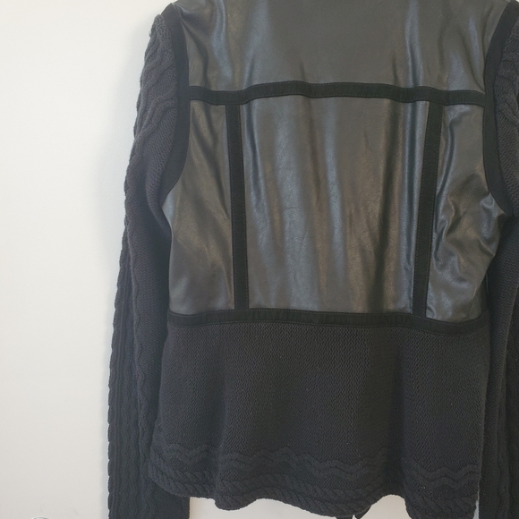 Elevenses Hiroumi Faux leather Knit Moto Jacket LG - Picture 6 of 7